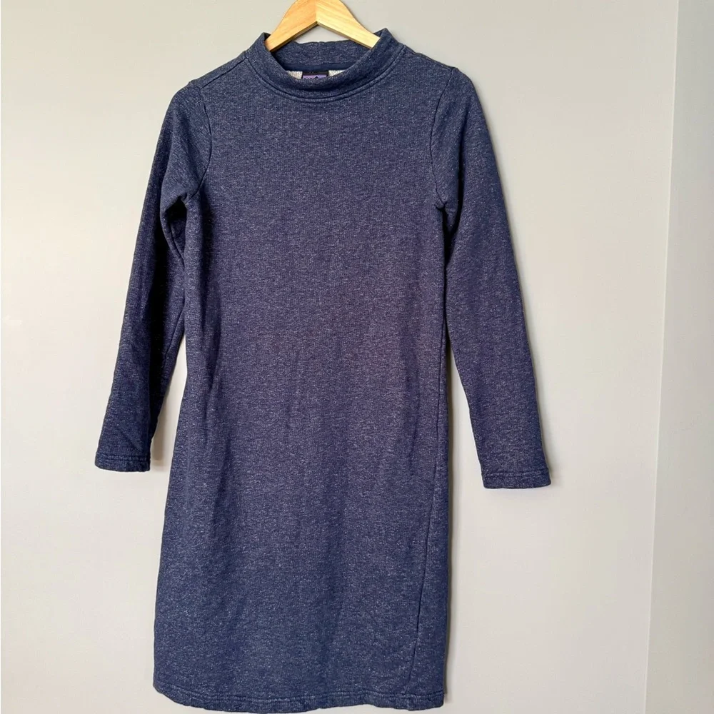 Patagonia Organic Cotton Women’s Navy Blue Long Sleeve Dress Worn Wear Cozy - Picture 2 of 6